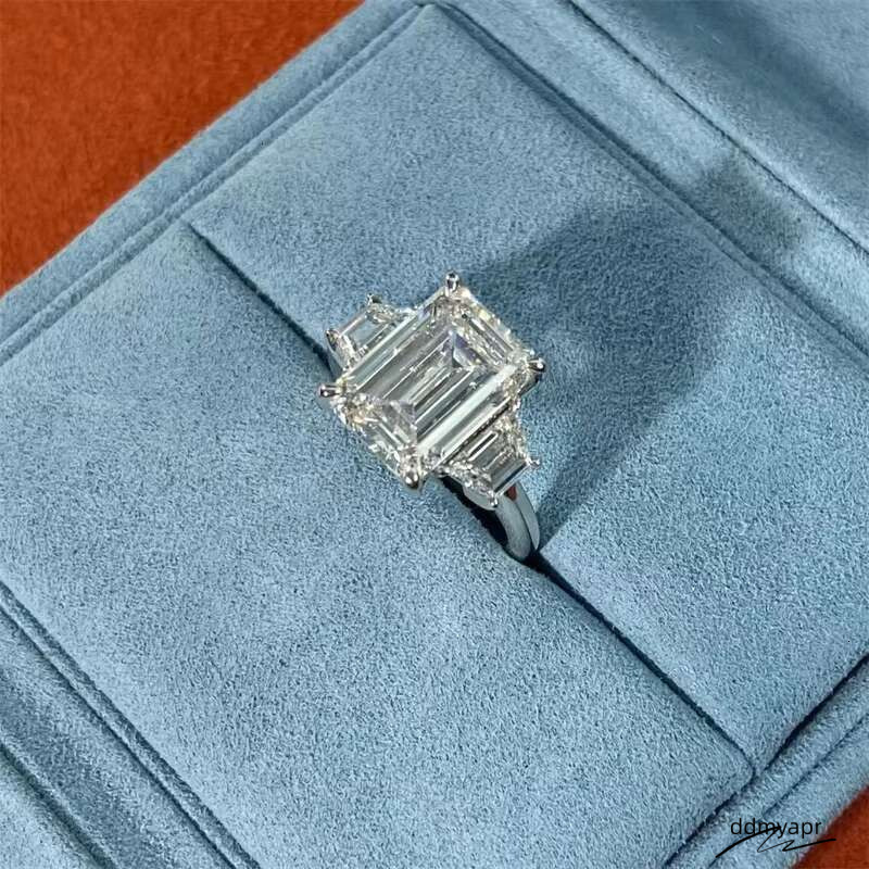 10K 14K White Gold IGI Certificated Lab Grown Dia 5Ct Vintage Engagement Emerald Ddmyday Cut Ring Ddmyday