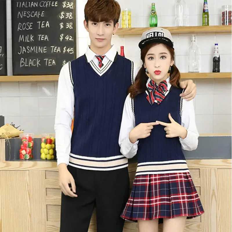 New Mens Fashion Winter Thick VNeck Sleeveless Vest Sleeveless Sweater Cotton School Uniform Cotton Loose Knitting Vest SweaterXJ250904