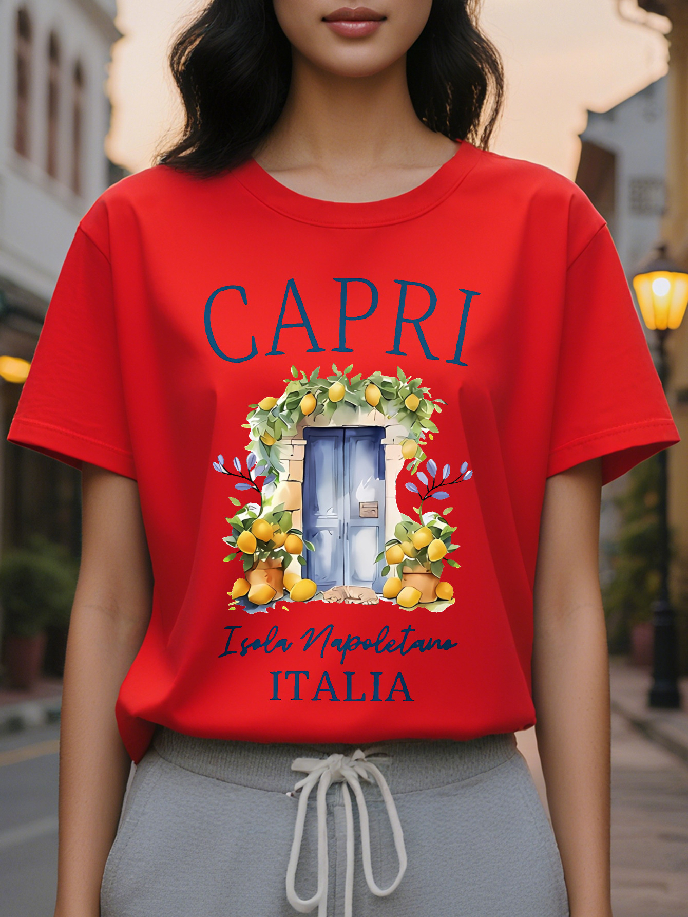 Large XL Summer Fashion Women's Crew Neck T-Shirt Vibrant Graphic Tee Comfortable Fit Capri T-Shirts Short Sleeve White Plus Size