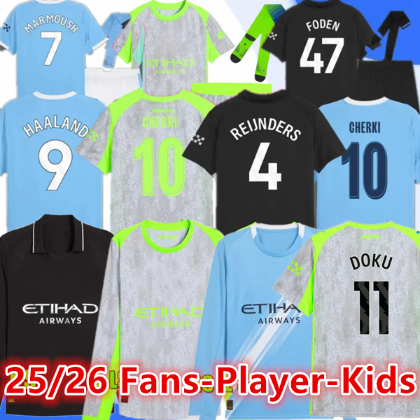 25 26 man city HAALAND soccer jerseys MARMOUSH FODEN DOKU MARMOUSH KOVACIC GVARDIOL DE BRUYNE MATHEUS N. 2025 MAN CITY NICORetro Football Shirt Tracksuit men kids kit
