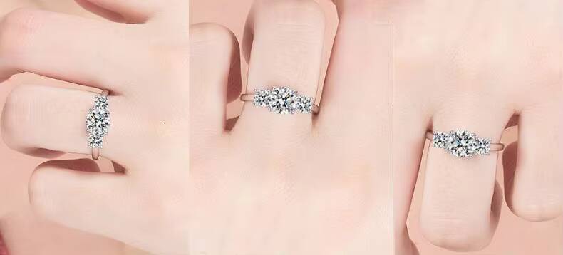 Hot Pretty Jewelry 925 Sterling Silver Moissanite Round Wedding Diamond Womans Eternity Ring