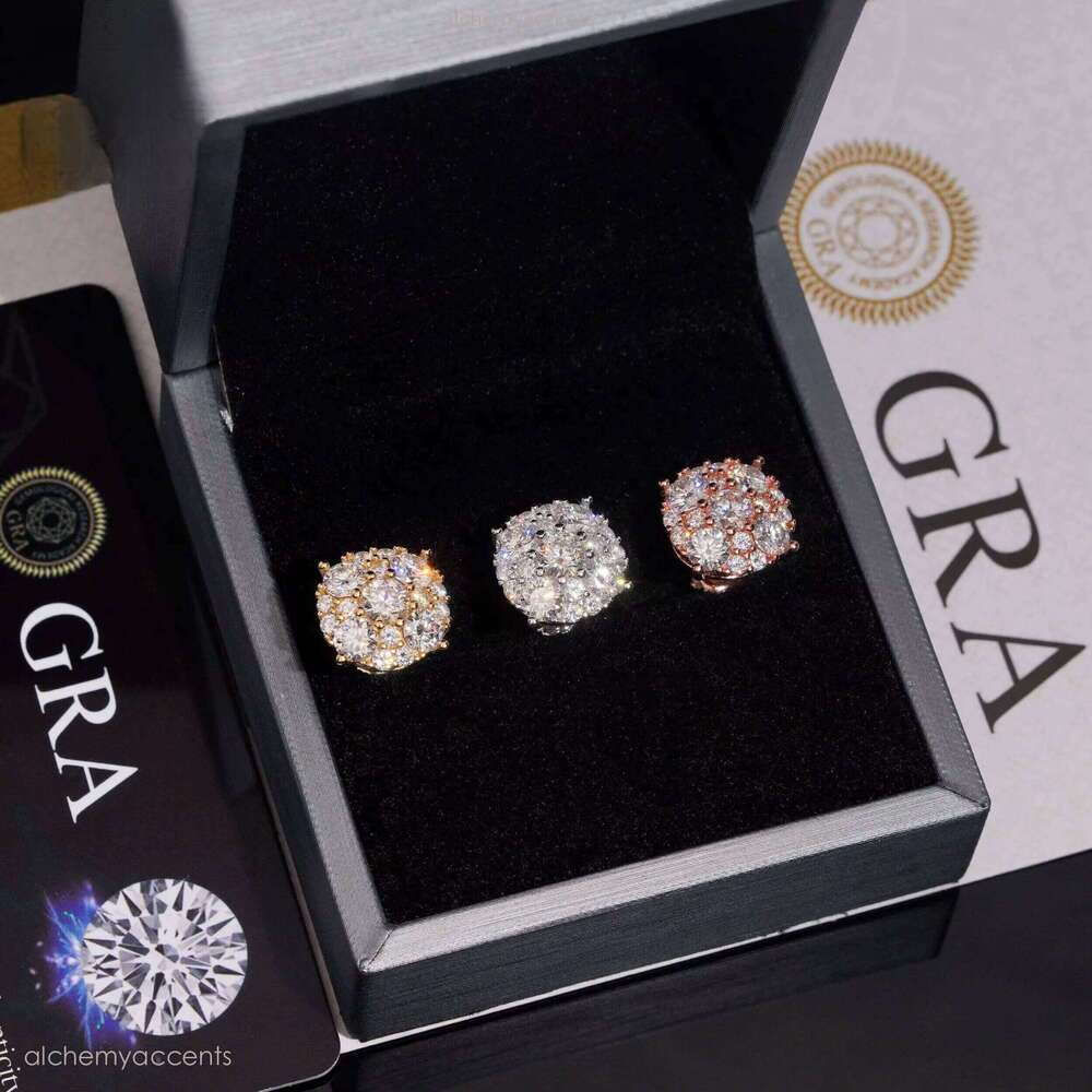 12mm GRA Certificate Iced Out Fashion Earring Hip Hop Jewelry Sier Round VVS Moissanite Dia Stud Earrings
