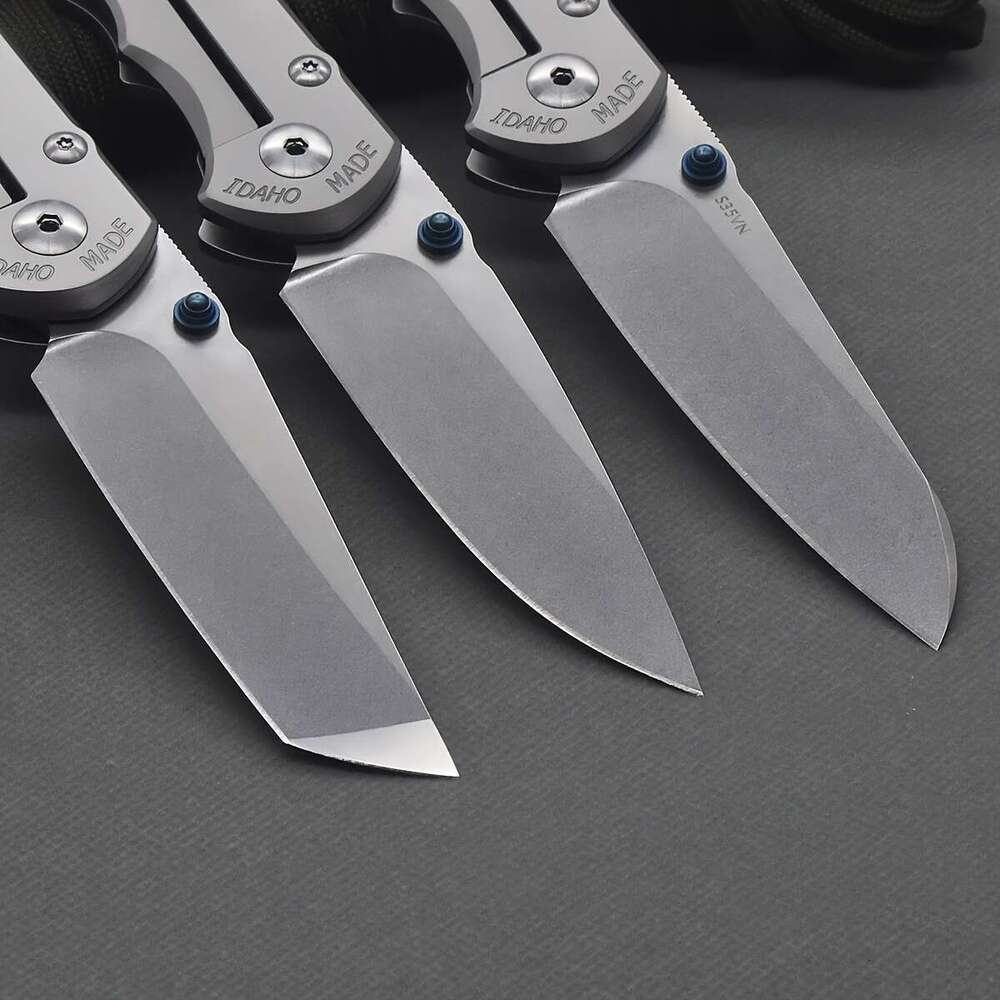 1pc Tactical Folding knife with S35VN Steel Blade Full-Titanium construction, Spear Point, V-Ground Edge, ambidextrous design, lanyard hole Outdoor, H