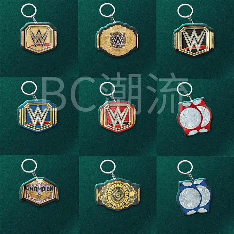 In Stock championship gold belt Printed Keychain Wrestling Peripheral doublesided pendant Keychain 250904