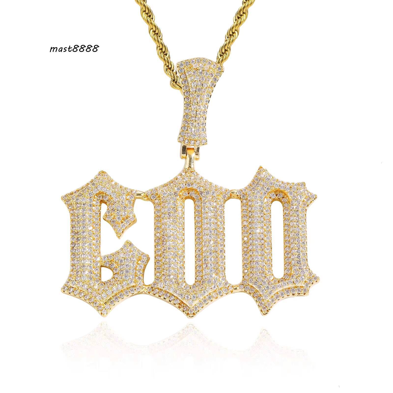 Top Hip Hop Initials Necklace Personalised Double Layer with CZ Zircon Bling Fashionable Gold Name Pendant Jewelry