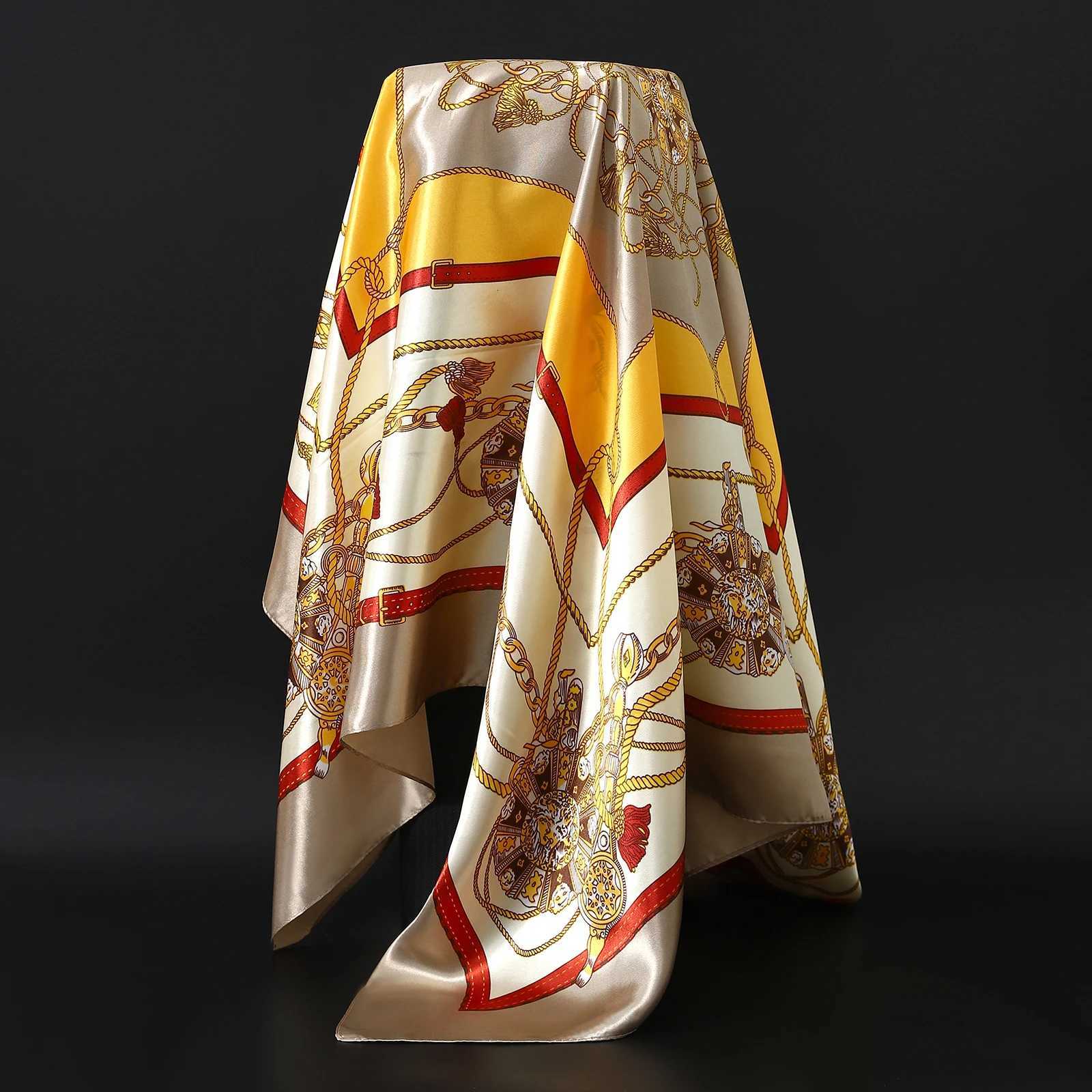 Designer 90X90CM Kerchi rope And America Fashion Bandan Four Seasons Luxury Square Silk Scarves New Latt Print Sunscreen Shawls G250904