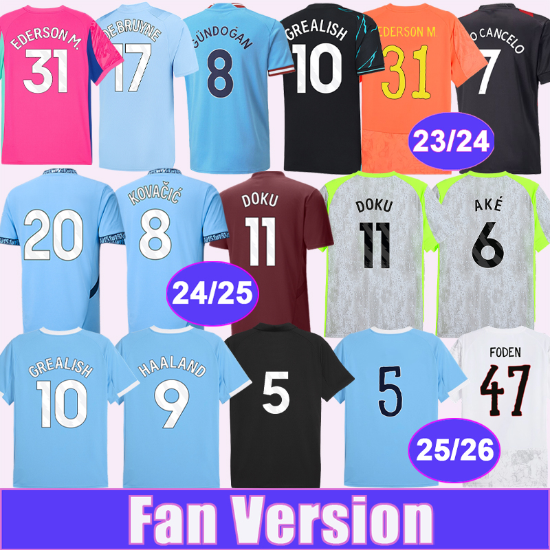 2021 2025 HAALAND WALKER Mens Soccer Jerseys MARMOUSH GREALISH PHILLIPS AKE KOVACIC GREALISH Home Away 3rd GK Football Shirts
