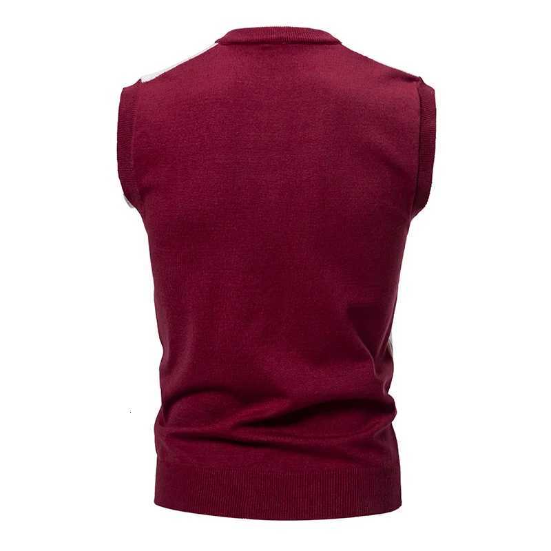 Mens Fashion Embroidery Color Matching Vneck Sleeveless Sweater Casual Lining Vest VestsXJ250904