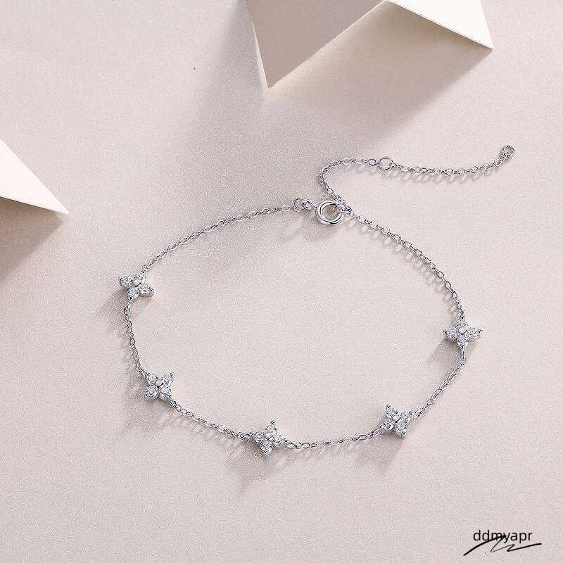 Collections Trendy Extension Ddmyday Buckle Moissanite Five-Flower S Sier Non-Fading Light High-End Bracelet Ddmyday