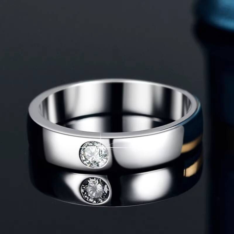 High Rhodium Plated Polished 925 Sterling Unisex Moissanite Ring for Finger Knuckle Engagement Wedding Minimalist Style Sizes