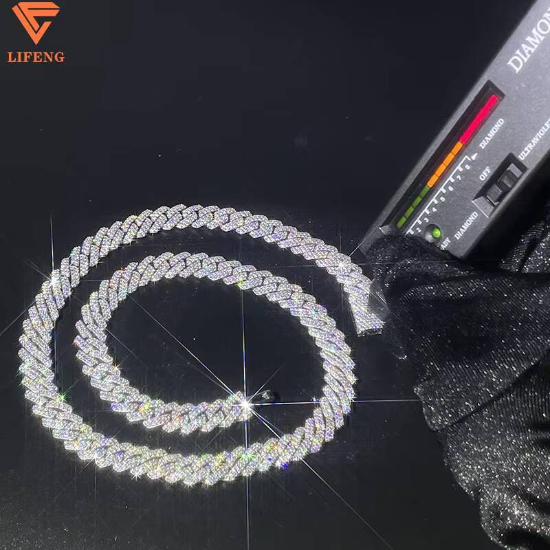 New 2024 Fashion Jewelry 925 Sterling Silver 10 MM 2 Rows Necklace Iced Out VVS Moissanite Diamonds Hip Hop Men Cuban Link Chain