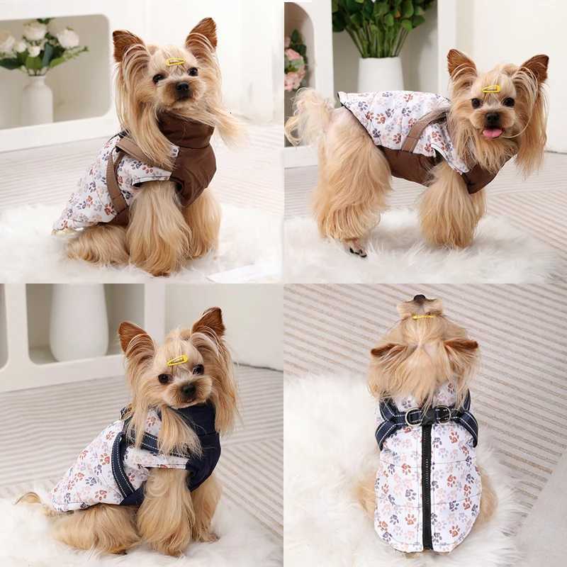 Pet Puppy et With Harness Autumn Winter Warm Dog Clothes For Small Medium Dogs Cat Safe Reflective Waterproof Chihuahua Coat W250904