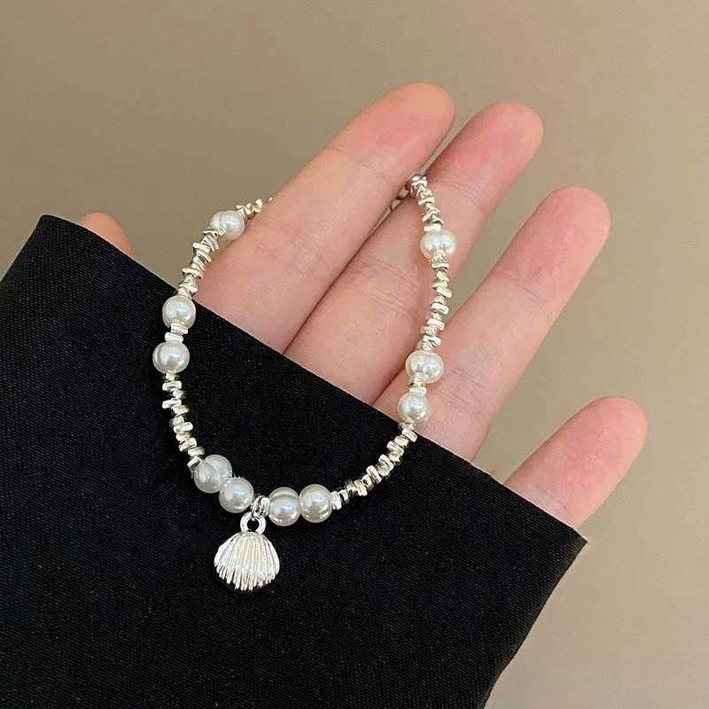 Rantic Shell Pearl Bracelet for Women Irregular Broken Silver Color Beads Simple Design Bracelet Trend Jewelry Birthday Gifts Y250904