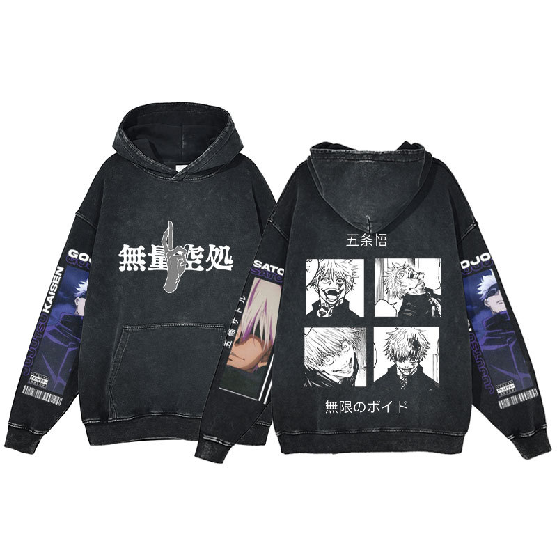 Anime Jujutsu Kaisen Fall/Winter New Arrival Hoodie Printed Harajuku Washed Hooded Sweatshirt Men's - VT2746