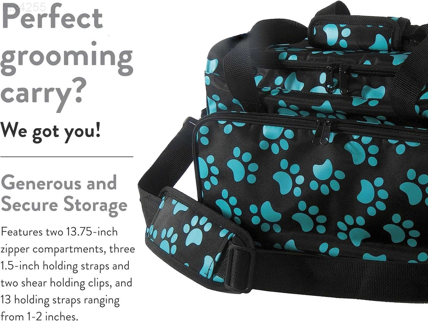 Professional Animal Travel Tote Bag with Zipper Travel Bag Storage Pack for Grooming Supplies for Dog Cat Pet Groomers 288 Inches Turquoise Paw Print 