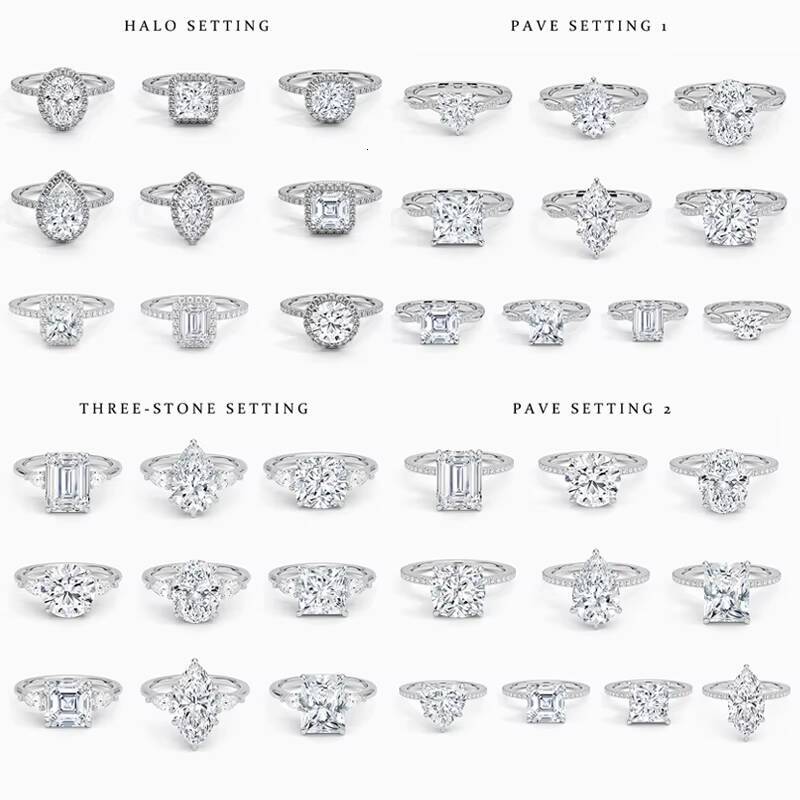 Custom Rings Manufacturer Fine Jewelry Luxury 925 Sterling Silver Zircon Moissanite Promise Wedding Engagement Rings Women