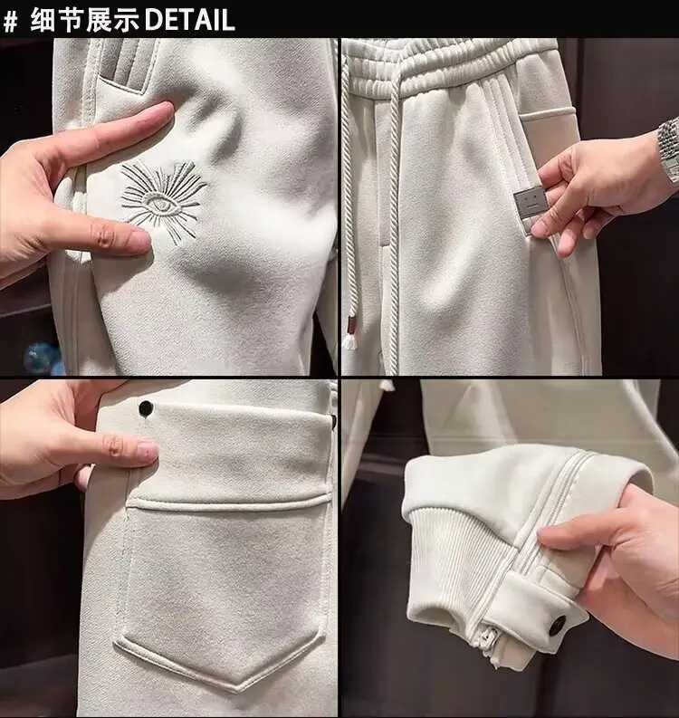 Mens Sweatpants Solid Loose Fit Mens Sweatpant Autumn Fashion Khaki Joggers Pants Unisex Elastic Waist Track Male Trouser 2025XJ250904