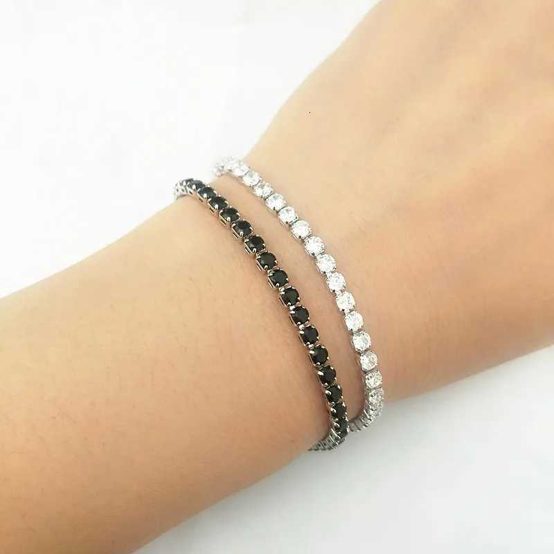 Hip Hop Bling d Out Cubic Zirconia Bracelet Tennis Chain Bracelets Women Men CZ Link Chain BFF Jewelry White Black PulserasXJ250904