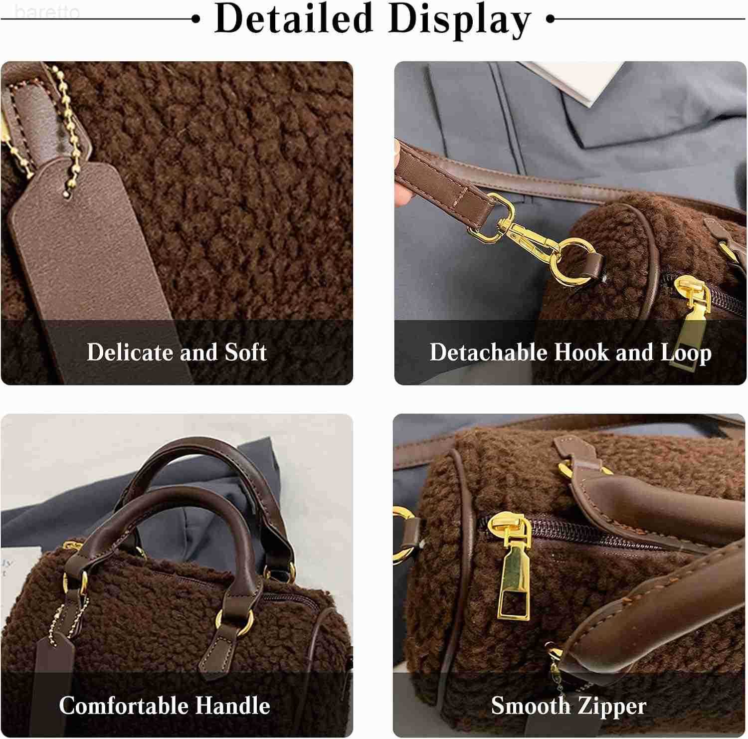 Lamb Wool Handbag for Women Soft Plush Shoulder Bag Fluffy Tote Bag Crossbody Bag Furry Top Handle Bag Boston Bag M250904