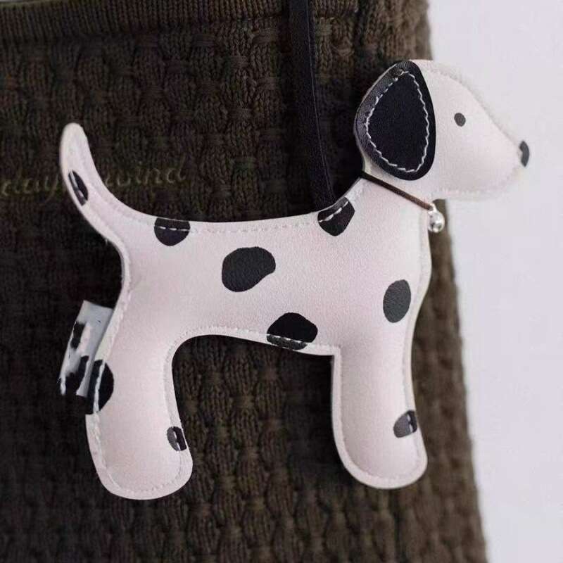 DHEssentials 2025 Spotted Pup Charm, PU Leather Dog Mascot, Cute Keychain Pendant