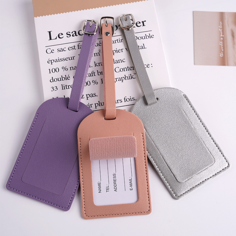 OC9002 Leather Luggage Label Check in Boarding Pass Multi Ribbon Lanyard Name Tag Card Customizable Patterns or Logos