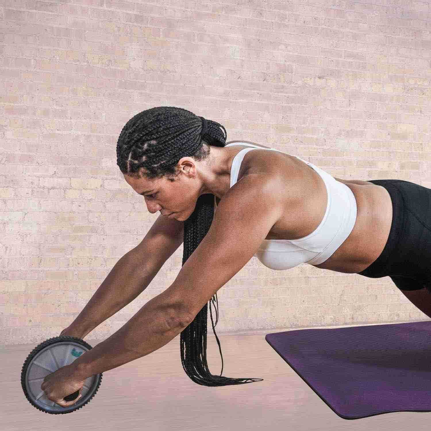 Ab Wheel Roller for Core Back Abdominal Exercises and Fitness Training to Build Strength with Comfort Foam Grips W250904