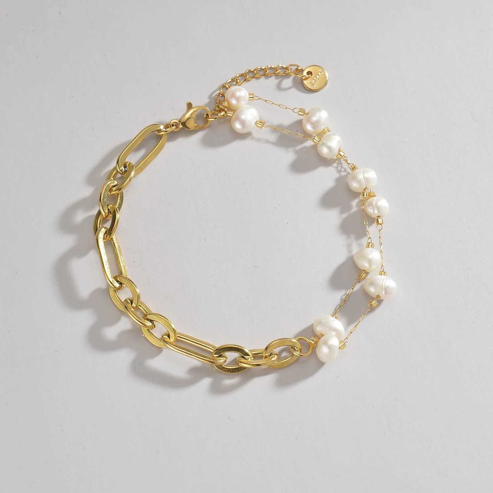 Akizoom Vintage White Bead Women Bracelets Gold Color Star Bracelet Stainl Steel Charm Wedding Bangle Mom Birtay Party GiftXJ250904