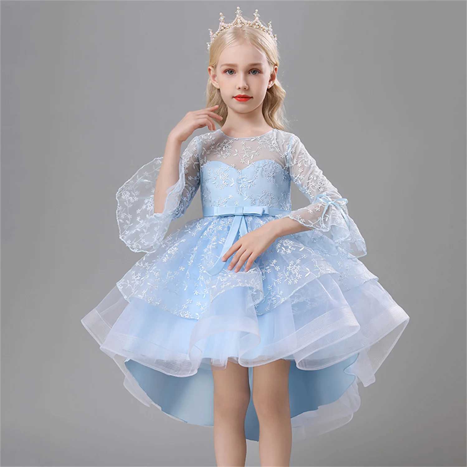 Flower Girls Princess Dresses Baby Wedding Christmas Party Trailing Dress Teenager Children Kids Elegant Vestidos For 3-12Years Z250904