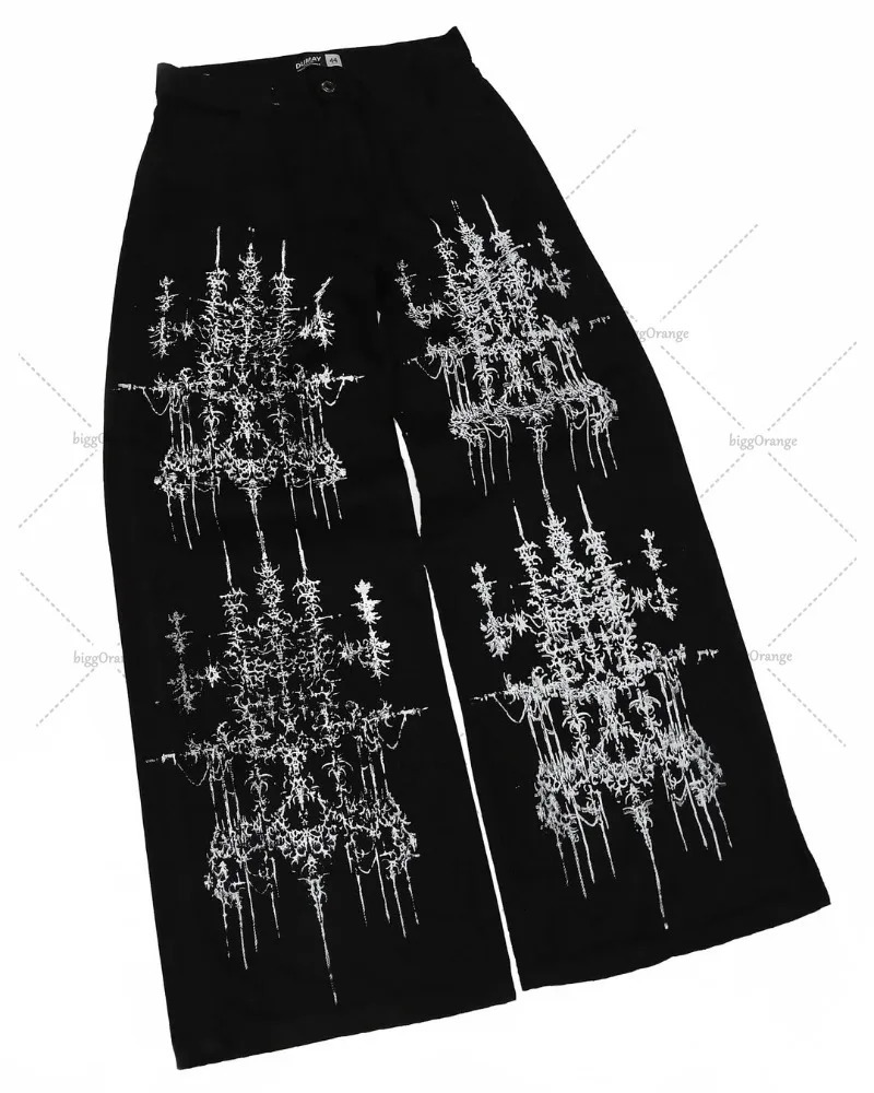 Harajuku Retro Striped Fashionable Oversized Jeans Men High Street Trendy Casual Loose Waisted Straight Leg Wide Pants 250823