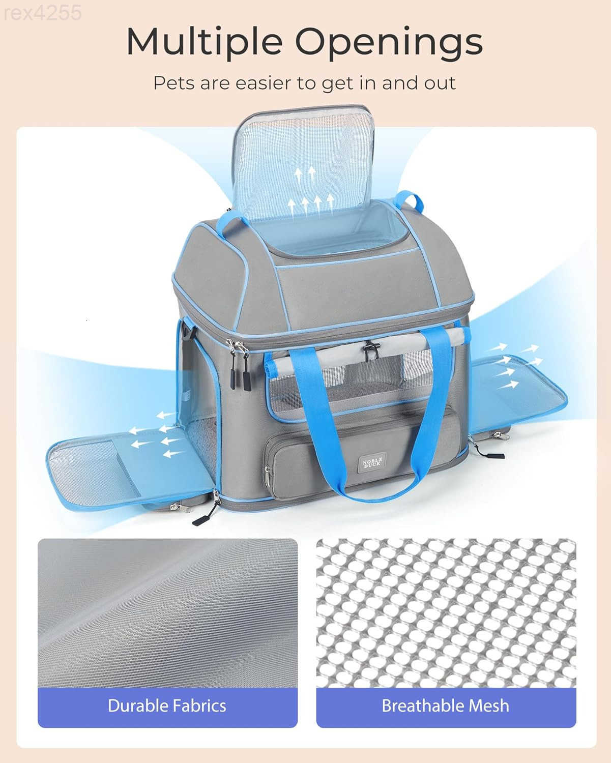 Cat Dog Carrier NOBLE DUCK SoftSided Pet Carrier Airline Approved Large Small Medium Collapsible Portable Travel Up to 25 Lbs BlackW250904