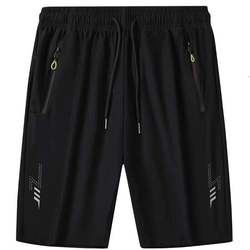 Summer Men's Casual Shorts Mid-Waist Quick-Dry Outdoor Sports Five-Point Ice Silk Breathable Loose Thin Solid Pattern