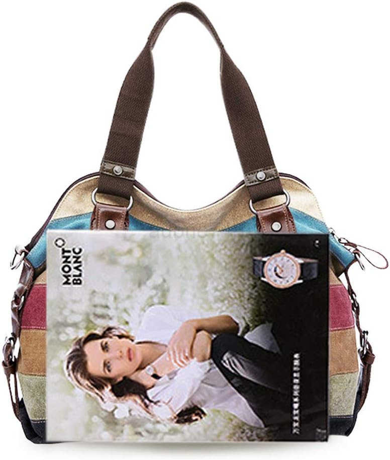 Canvas Handbag MultiColor Striped Lattice Cross Body Shoulder Purse Bag ToteHandbag for Women M250904