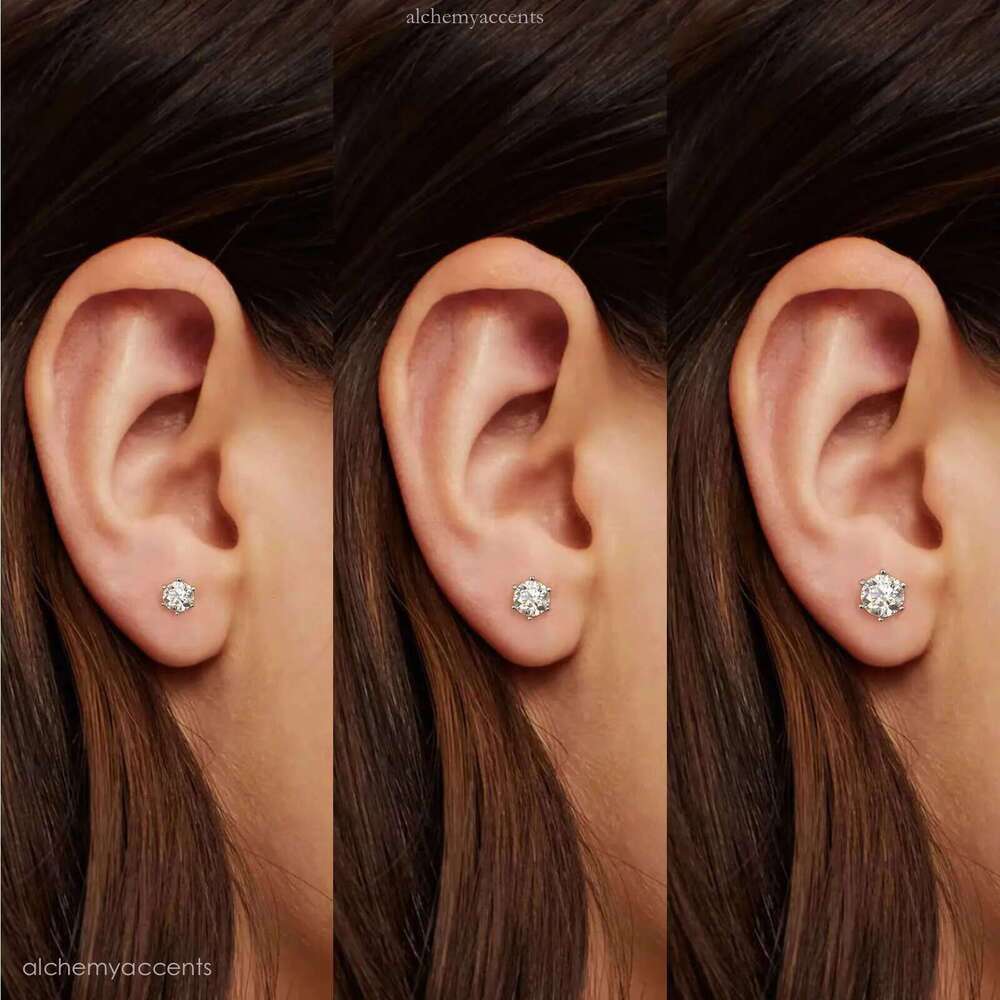 Jewelry Classic 8mm 2CT Mossanite Screw Back Sterling Sier VVS Dia Moissanite Stud Earrings for Women