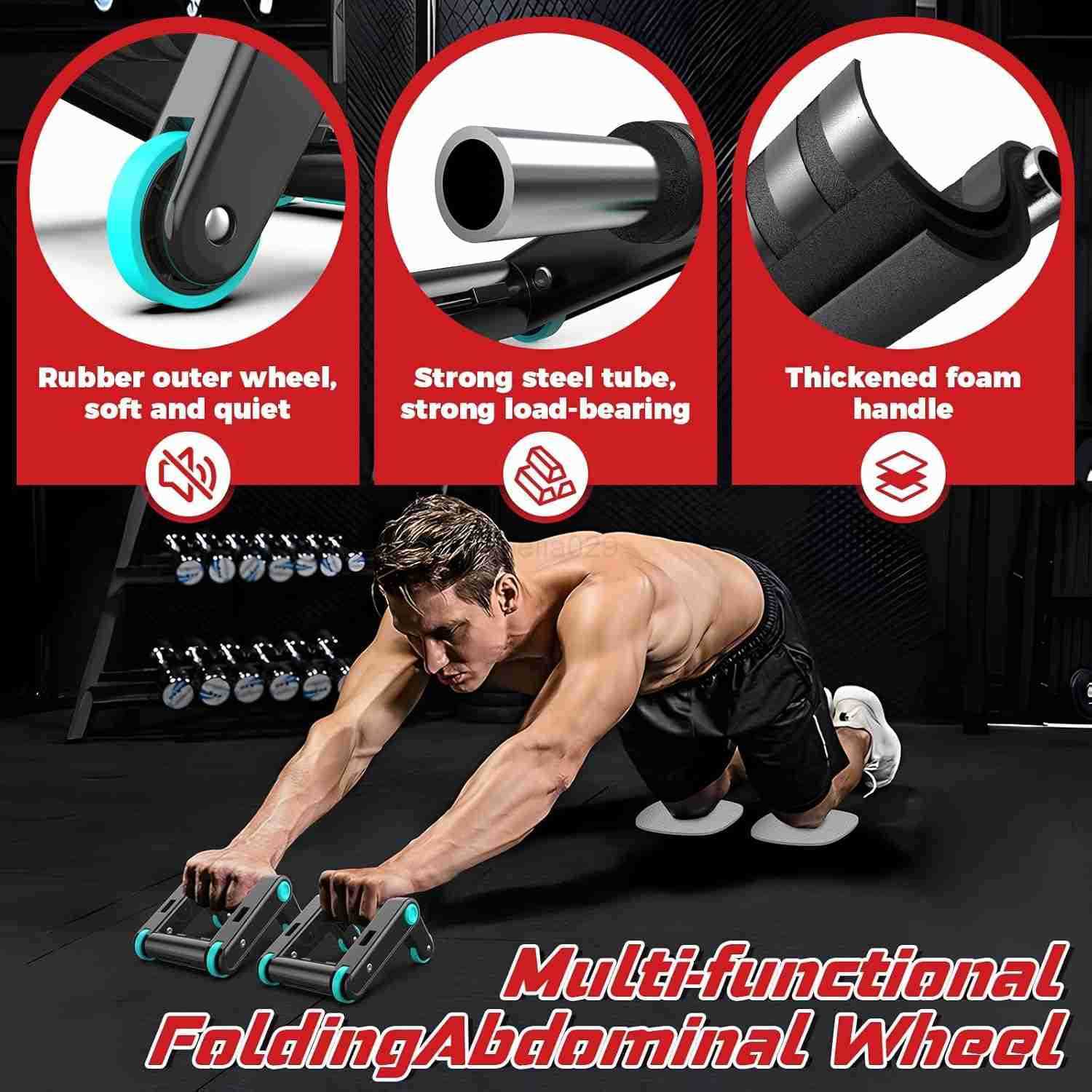 Ab Roller Wheel 2In1 Exercise Roller Wheels PushUp Bar Abdominal Exercise Machine Ab Workout Equipment for Core Strength Training Abs Exercise Roller 