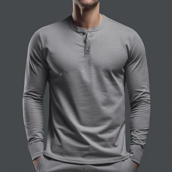 Men's Long Sleeve T-Shirt Casual Top Undershirt Men's Henley Shirt European size: S-3XL