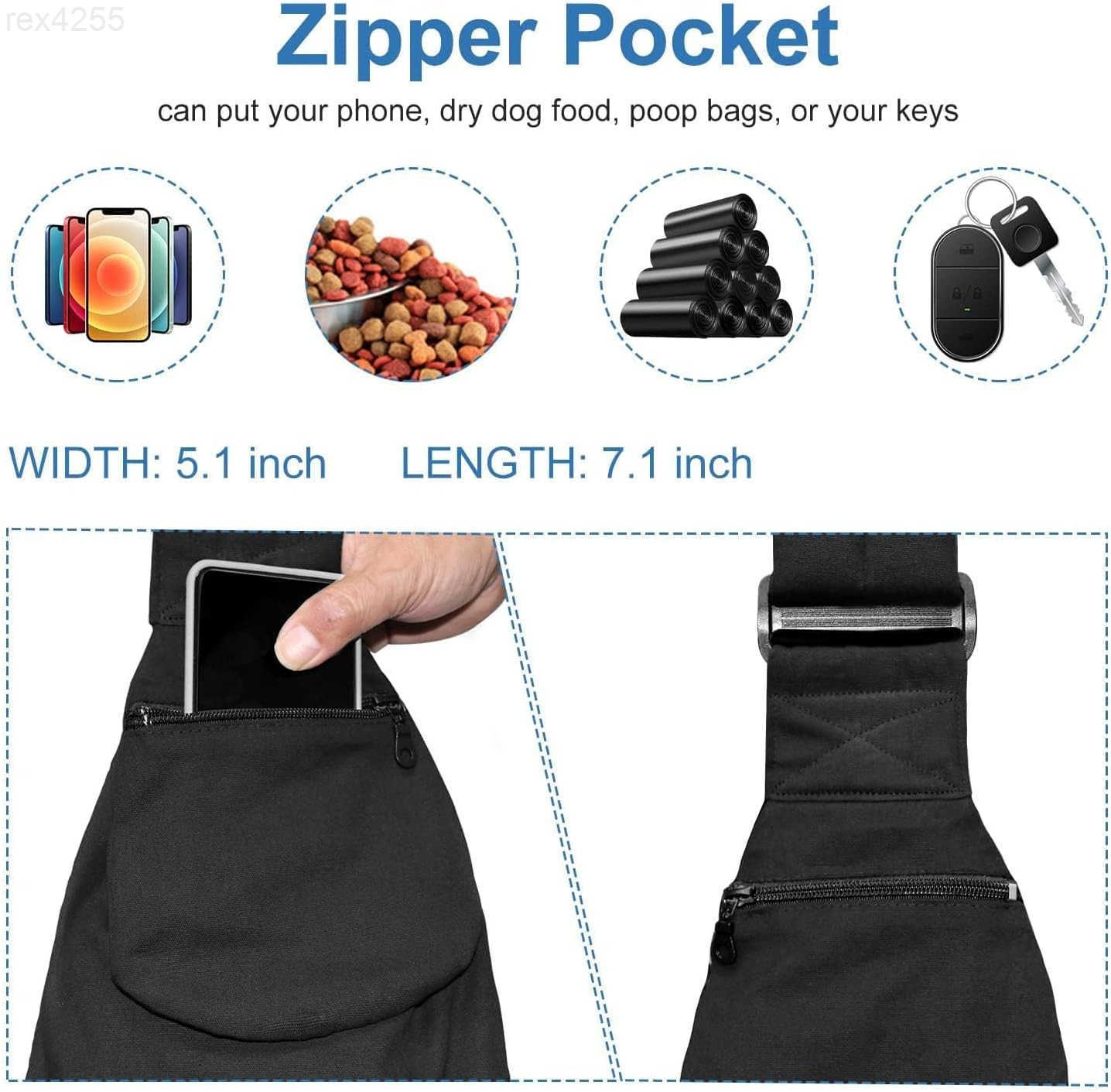 Dog Sling Carrier Reversible Adjustable with Pocket Puppy Sling Suitable for Dogs up to 15LB Great for Travel and Daily OutingsW250904