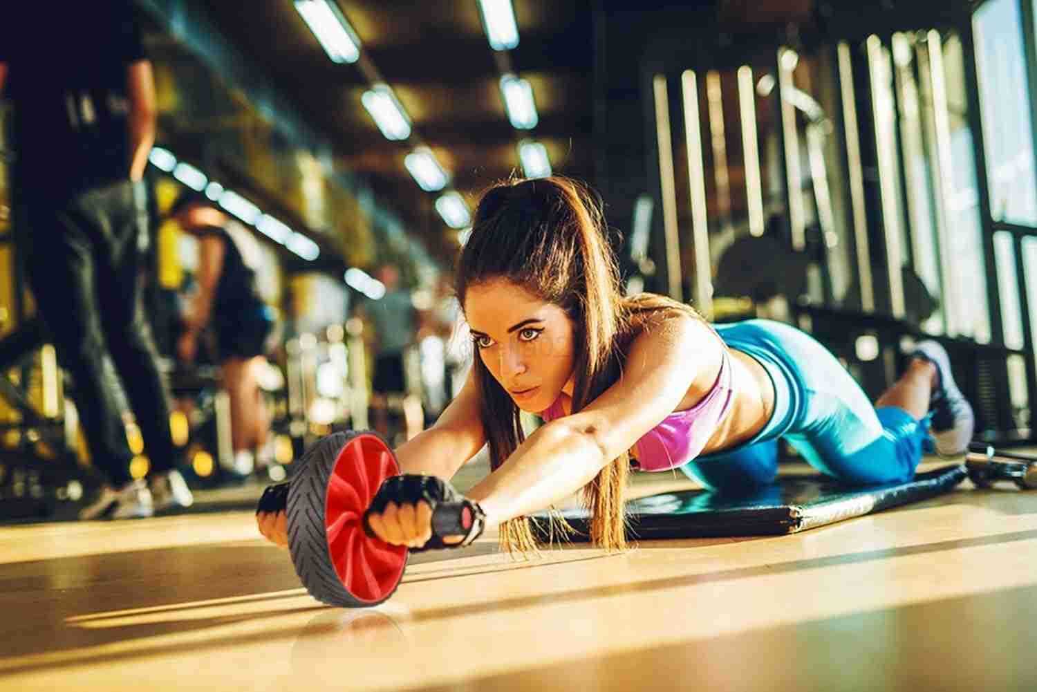 Ab Roller Wheel Ab Workout Equipment for Abdominal Core Strength Training Home Gym Fitness Equipment Exercise Wheel for Men Women W250903