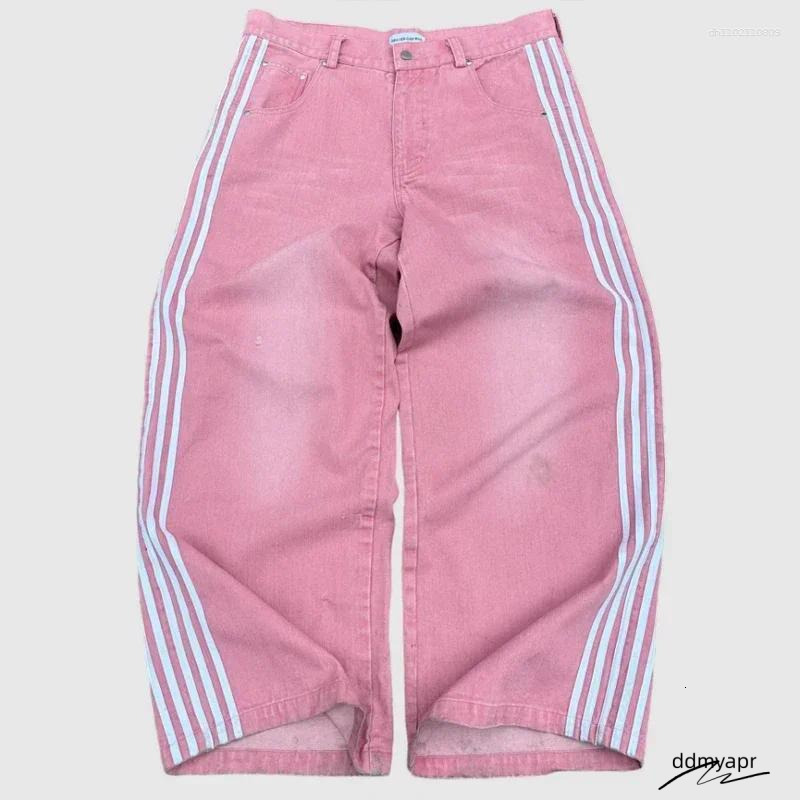 Ddmyday Men's Jeans Y2k Baggy High Quality Embroidered Striped Haruku Sweatpants Hip Hop Unisex Casual Wide Leg Denim Pants Streetwear Ddmyday Dd