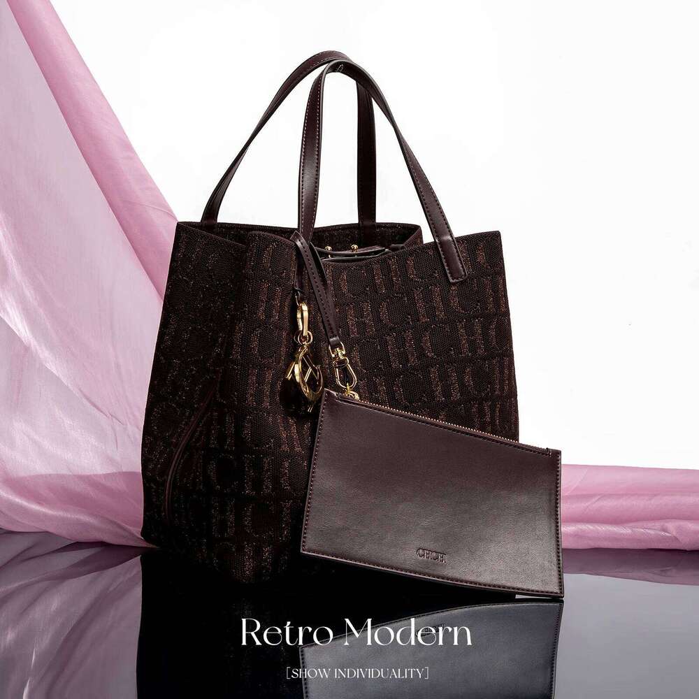 Fashion New Solid Color Women's Bucket Large Capacity Letter Design Small Card Bag Accessories Handbag