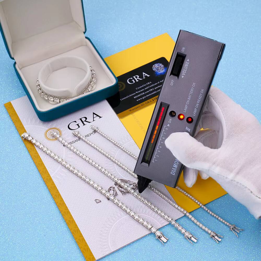 White Gold Plated 925 Sterling Silver Fine Chain Link Bracelets Hip Hop Jewelry 3mm Round Moissnaite Tennis Bracelet for Women