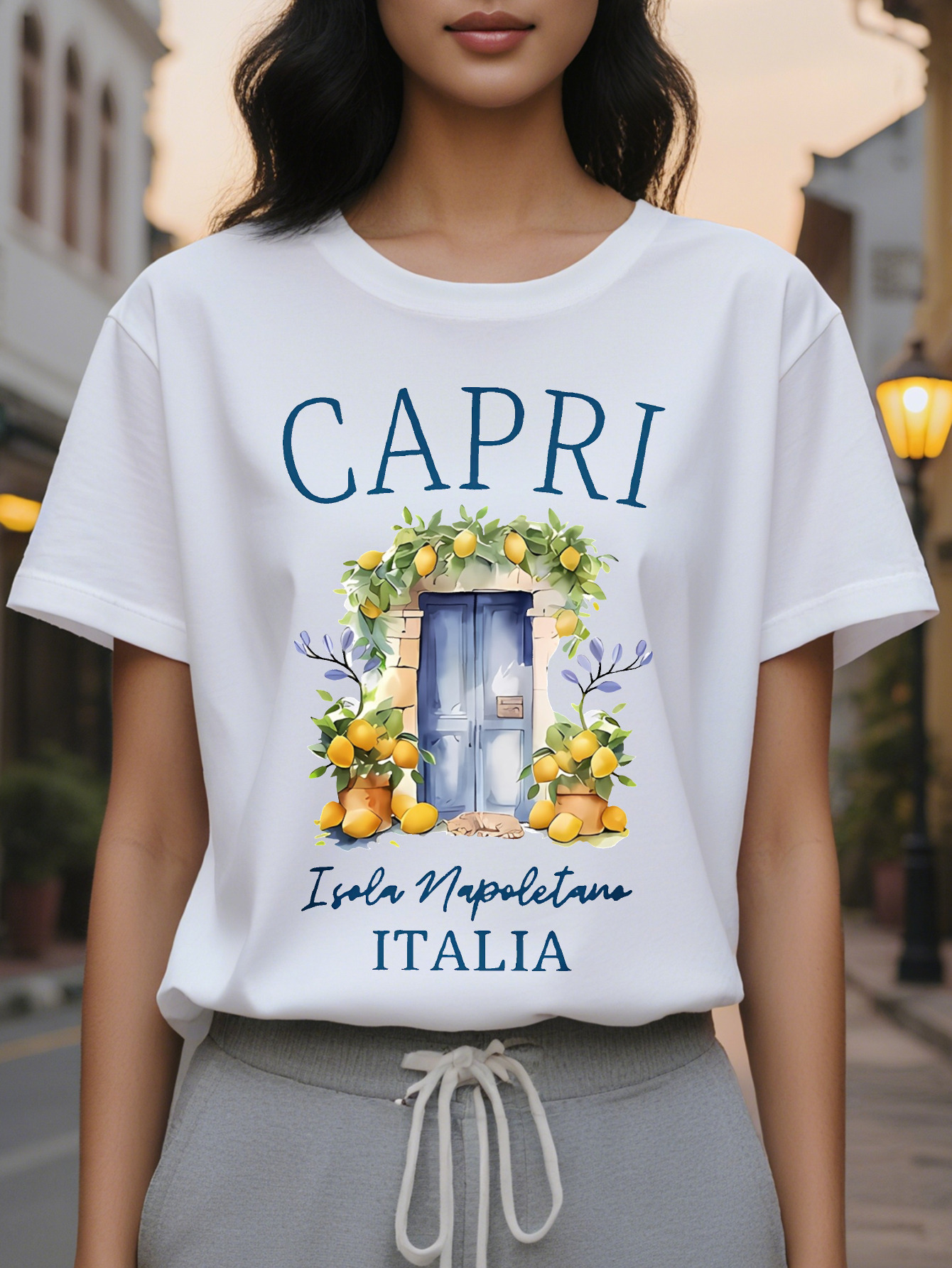 Large XL Summer Fashion Women's Crew Neck T-Shirt Vibrant Graphic Tee Comfortable Fit Capri T-Shirts Short Sleeve White Plus Size