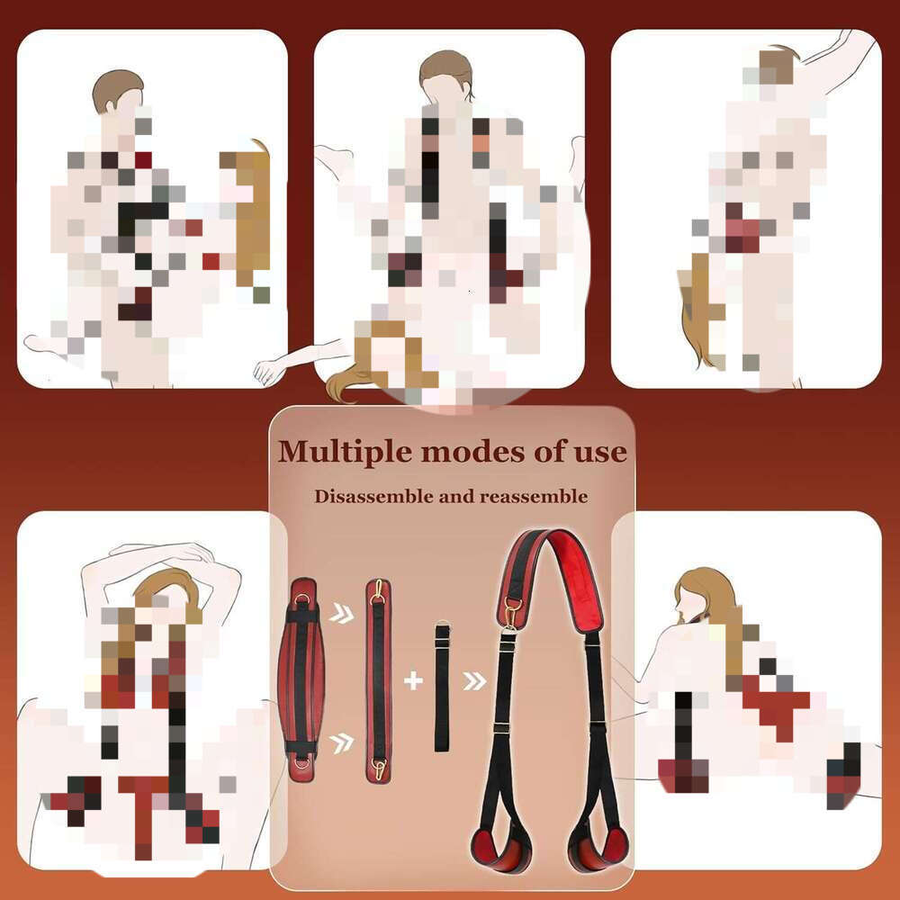 Swing Door BDSM Bondage Thigh Restraints with Adjustable Straps Hardware Buckle Leather Soft Plush Kinky Adult Sex Toys for Men Women Couples