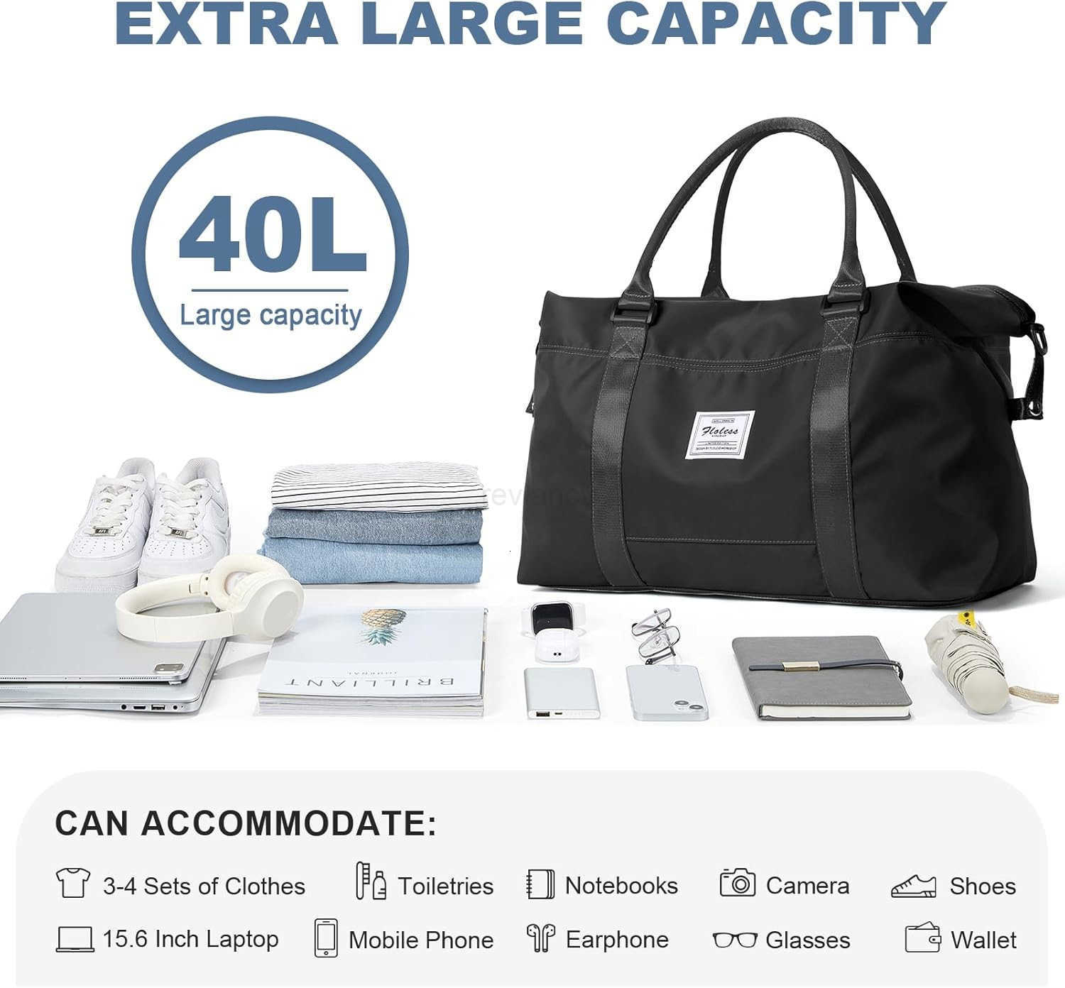 Travel Duffel BagSports Tote Gym BagShoulder Weekender Overnight Bag for WomenW250904