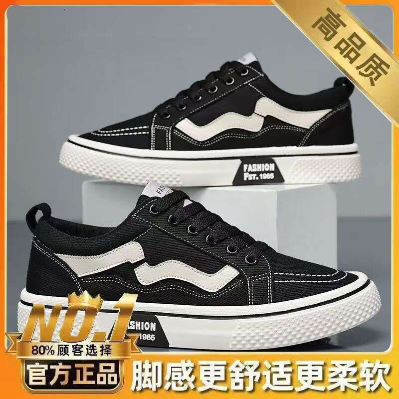 Canvas New Spring Summer Non-Slip Sneakers Breathable Red Versatile Casual Men's Shoes Black