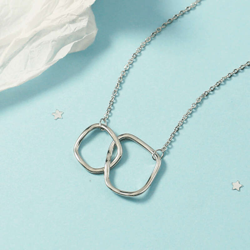 Irregular Double Ring Necklace Women, Collarbone Chain, Fashionable and Versaile for Sudens, Sexy Neck Jewelry, Inerne Celebriy Syle, Enhances