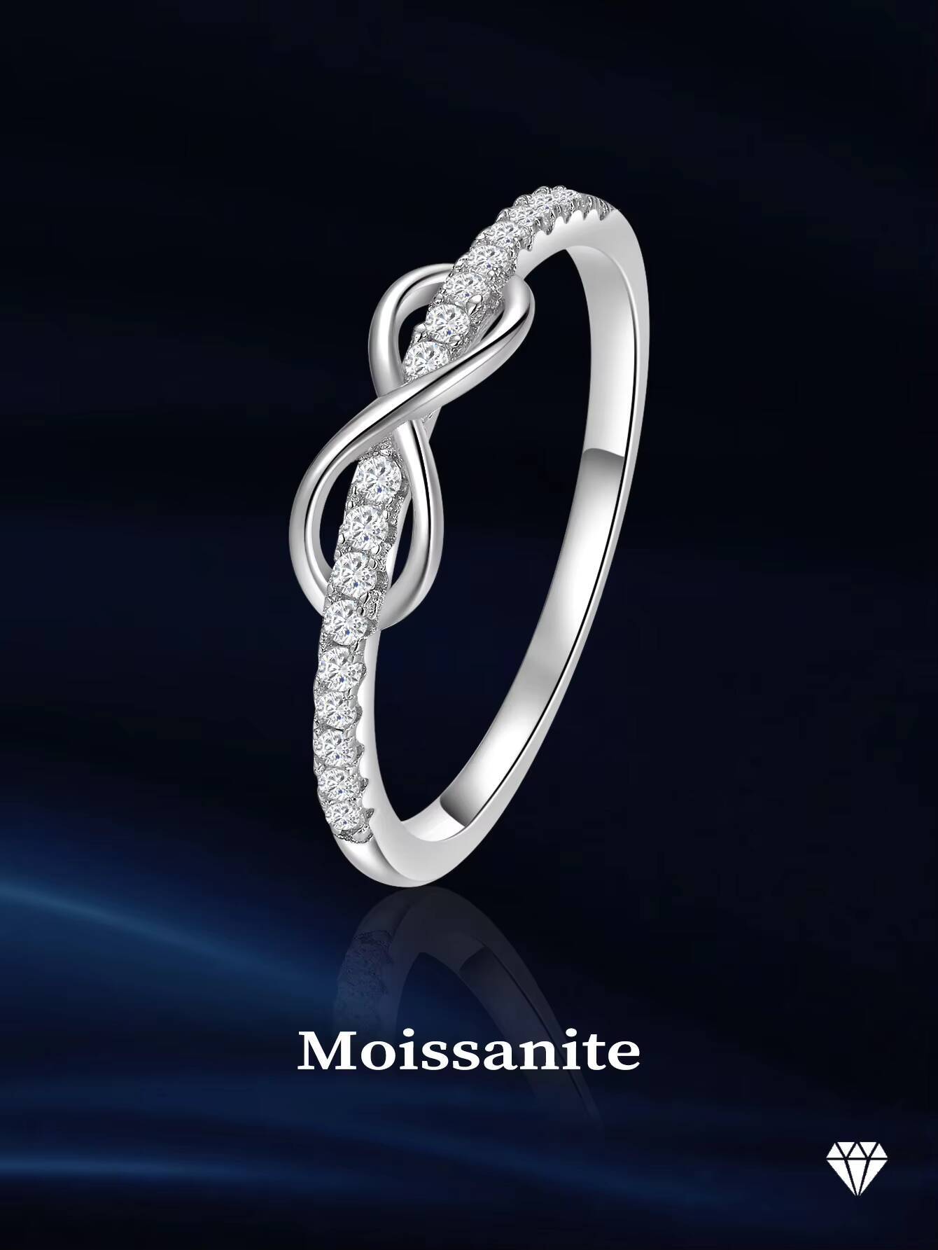 Brand New Moissanite Engagement Ring Eternity Round Brilliant Cut VVS Moissanite Diamond Band Ring