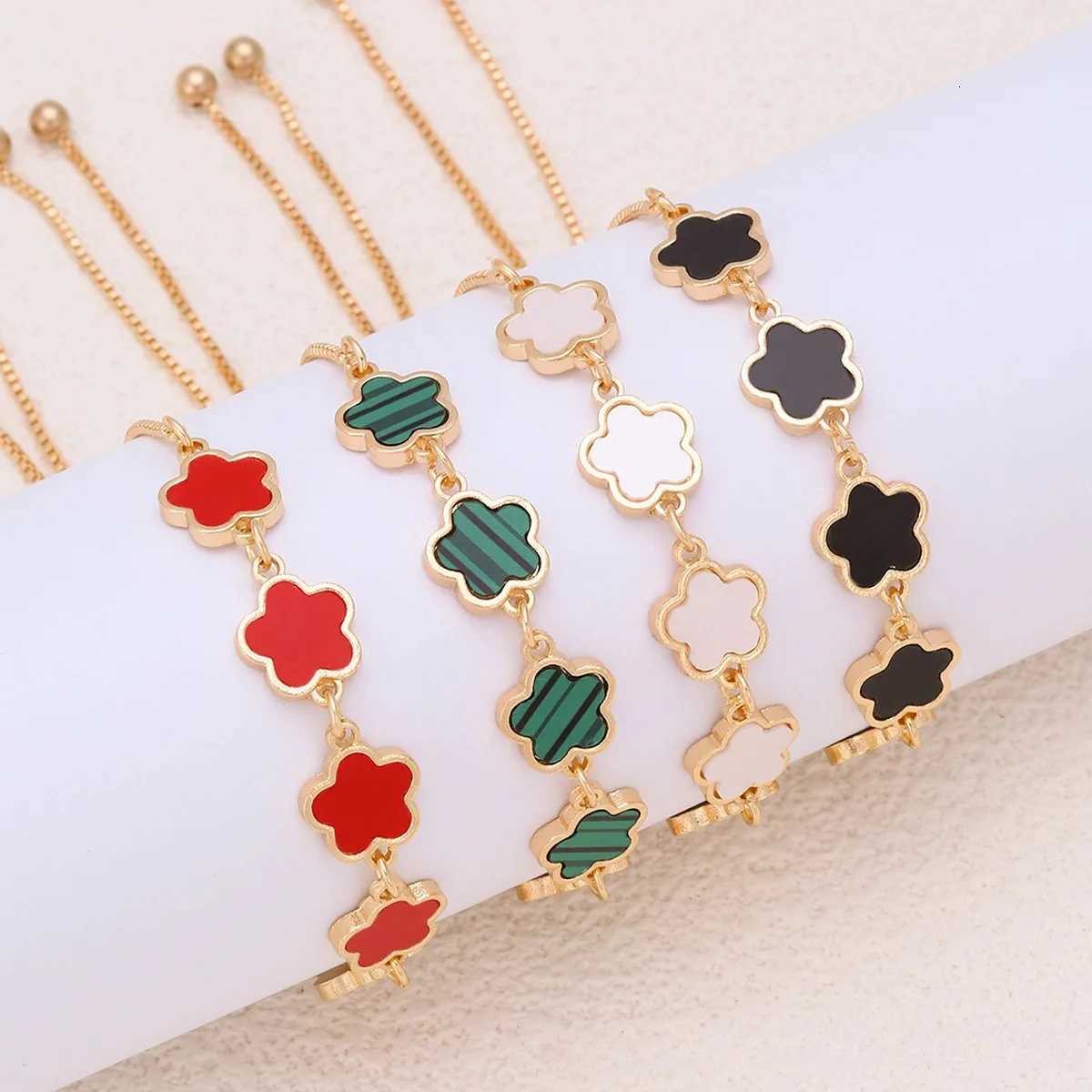 Lucky Five Petals Flower Bracelet Gold Plated Women Tren Metal Bracelet Party Birtay Daily Cute Romantic JewelryXJ250904