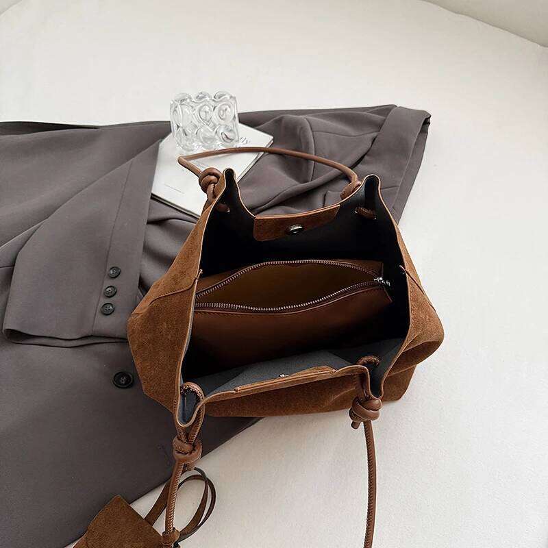 LEFTSIDE Faux Suede Tote 2025 Winter Auturm Casual New Shoulder Young Women's Underarm Bag Handbags And Purses