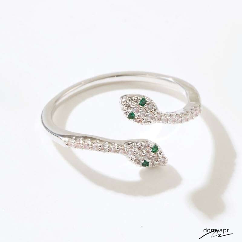 Dual Snake - Adjustable Open Cuff Fashion Ring For Women | Sterling Sier Plated Cubic Zirconia Ddmyday Statement Finger Jewelry Ddmyday