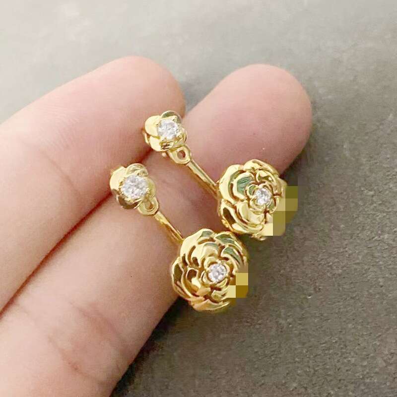 Seiko Edition New Hollow Camellia Rose Earrings Fashion Simple High-end Style
